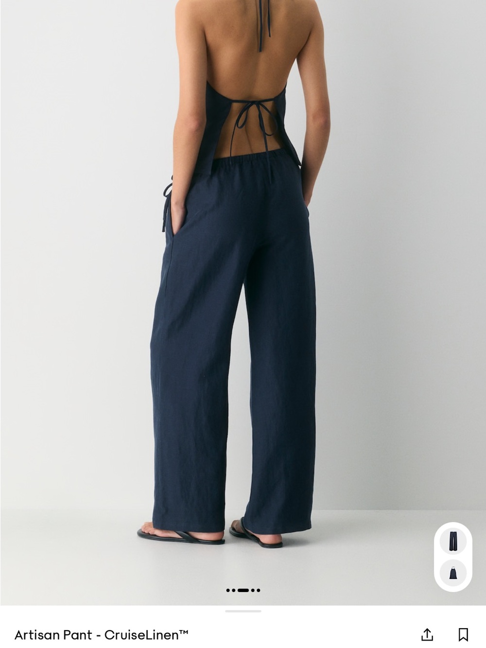 Aritzia Artisan CruiseLinen Wide-Leg Pants in Navy
